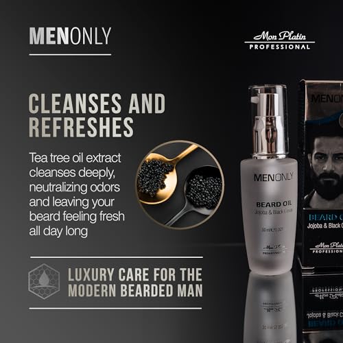 Men's Beard Oil with Jojoba & Black Caviar 30ml - Softening & Moisturizing