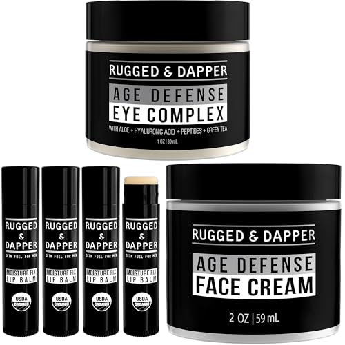 RUGGED & DAPPER Hydration Remedy Lip Balm, Age Defense Face Cream & Age Defense Eye Complex