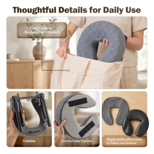 Dark Gray Massage Headrest for Bed with Face Cradle & Pillow - Portable Relaxation