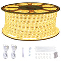 150ft Waterproof Outdoor Rope Lights - Warm White LED Strip, Cuttable & Connectable