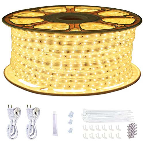150ft Waterproof Outdoor Rope Lights - Warm White LED Strip, Cuttable & Connectable