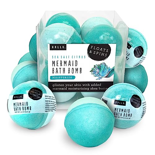 Mermaid Bath Bomb Pack of 8 - Citrus Peony & Amber Scented Large 140g