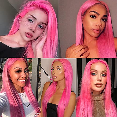 Pink Synthetic Hair Wigs for Women - Pastel Pink, Long Straight, Heat Resistant