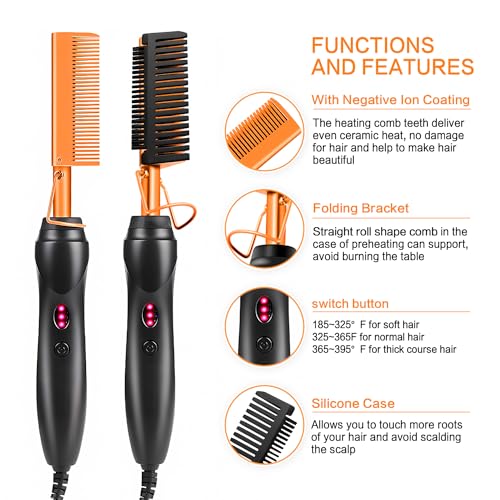 17 Pcs Hair Styling Set with Hot Comb Wigs Clips & Glue for Black Hair