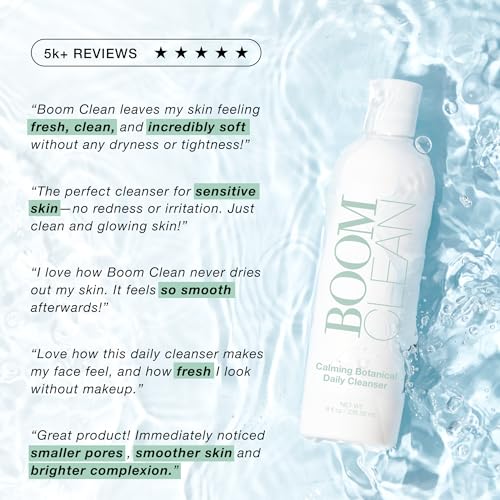 Boom Clean Face Wash for Women 4 oz – Gentle Organic Daily Facial Cleanser - Sensitive & Mature Skin
