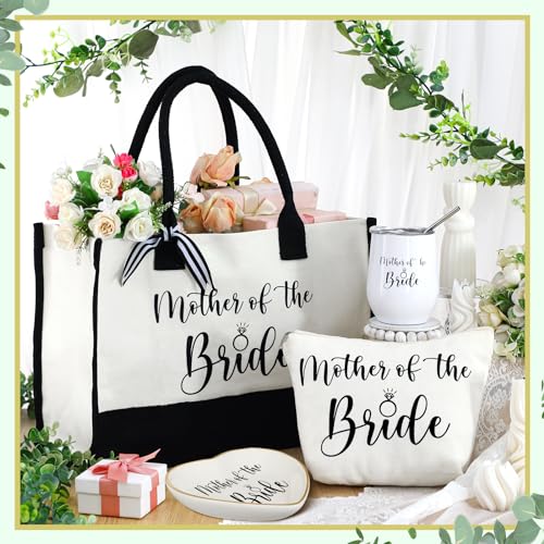 Mother of the Bride Gift Set - Tote Bag, Makeup Bag, Tumbler & Ring Tray - FoldTier