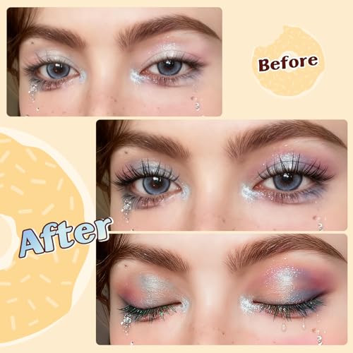 QUEWEL Self Adhesive Eyelashes, Colored Lash Clusters with Tweezer,36 PCS Pre Glued Eyelashes Clusters with 9-12mm, No Glue Needed Unique Matching to Enhance Charm(ZZBP-01)