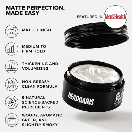 HEADGAINS Matte Hair Paste for Men - Thickening, Medium-Firm Hold, Natural Matte Finish