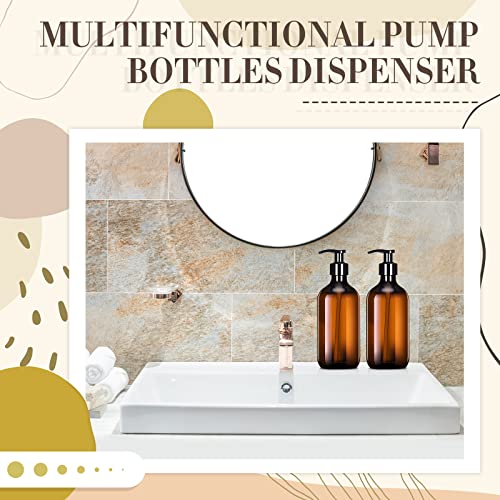 Tessco for you 12 Pack Amber Soap Dispenser Empty Plastic Pump Bottles Dispenser Refillable Shampoo for Hand Sanitizer Soap Cosmetic Lotion Body Wash Conditioner Bathroom Kitchen Travel (16.9 Oz)