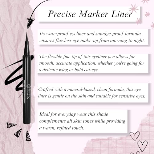 Long-Lasting Black Liquid Eye Liner - Precise Fine Tip Makeup Pen