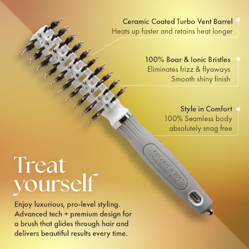 Olivia Garden Ceramic Ion Turbo Vent Pro Hair Brush Petite 2" - Round Dry Styling Tool