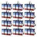 Clear Extra Large Moving Storage Bags - 12 Pack with Visible Window - Heavy Duty & Water-Resistant