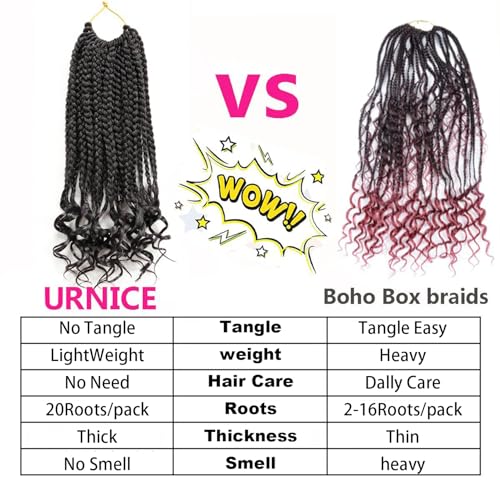 7 Packs 10 Inch Boho Goddess Box Braids Crochet Hair for Black Women - 1B#