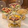 Gold 4-Pack 5QT Chafing Dishes for Buffet with Installation-Free Stands