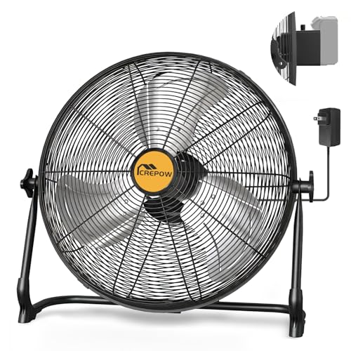 CREPOW 16-Inch Cordless Jobsite Fan Compatible with Dewalt 20V Max Battery, Stepless Speed, 2500 CFM, Indoor/Outdoor Use (No Battery)
