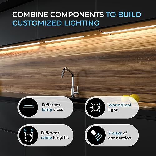 Under Cabinet LED Lighting Kit 3-Pack Dimmable Touchless Control Warm White 12in