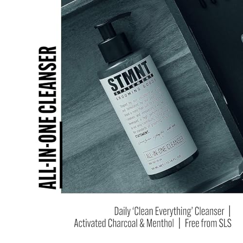 STMNT Grooming Goods All-In-One Daily Cleanser | SLS/SLES Sulfates Free | Extra Caring Formula w/Activated Charcoal & Menthol