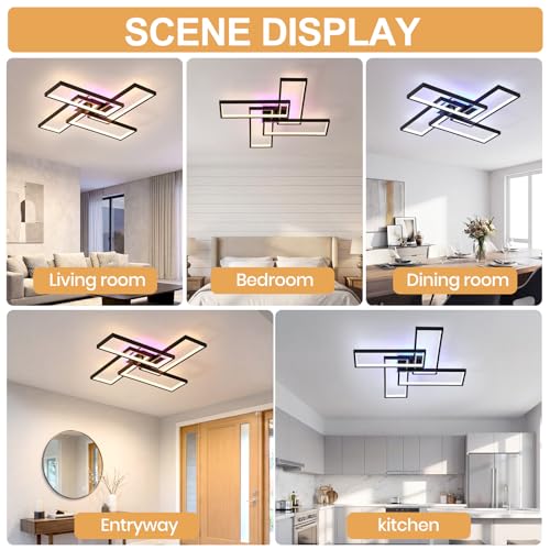 ZAITINZ Black 26in Dimmable Modern LED Ceiling Light Fixture