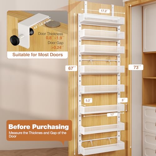 White 8-Tier Heavy-Duty Over the Door & Wall Mount Pantry Organizer