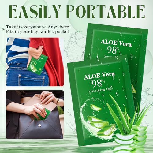 60 Pcs Travel Size Aloe Vera Gel 98% Organic After Sun Moisturizer for Face, Body, Soothing Hydrating Lotion Bulk for Winter Vacation, Guests Skin Care Gifts