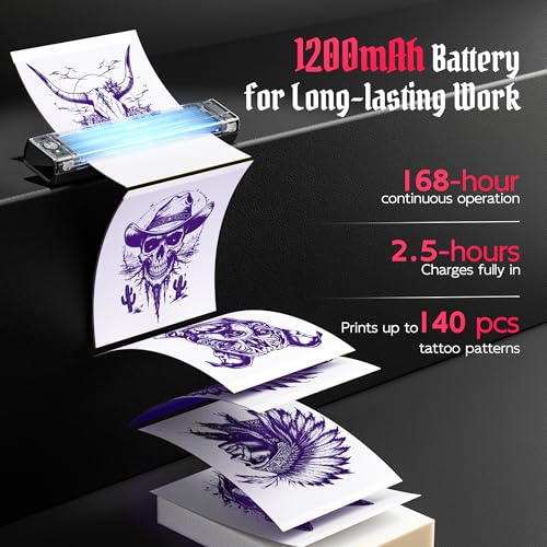 Black Portable Bluetooth Tattoo Stencil Printer 2026 New Version with App