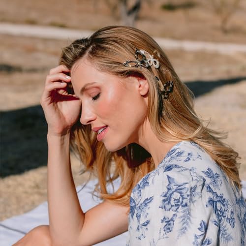 Large Butterfly Cutout Hair Barrette - Alba Finish, French Tige Boule Clasp