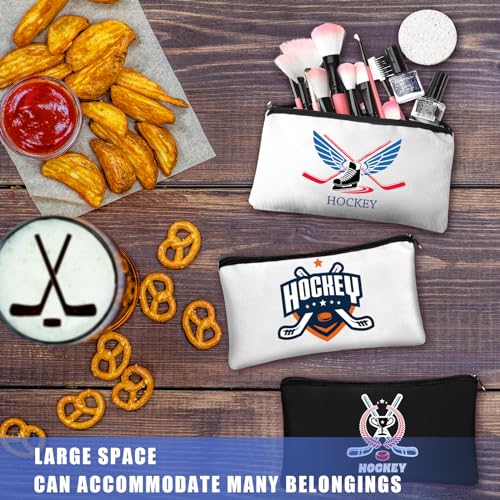 Clysee 20 Pcs Hockey Makeup Bags - Ice Hockey Team Gifts, Travel Pouches, 8.3 x 5.1 in, White & Black