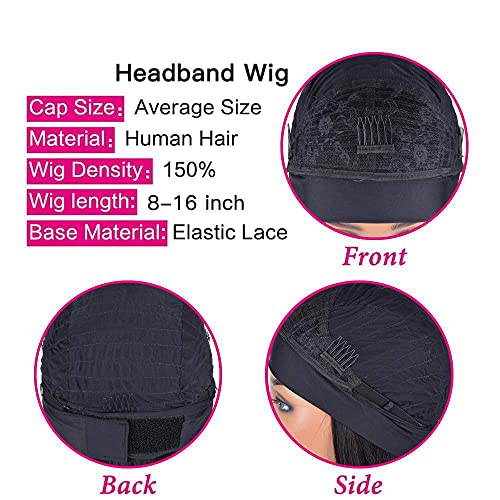 10 Inch Short Bob Human Hair Wig for Women - Natural Color, Easy Wear with Free Headband - 150% Density