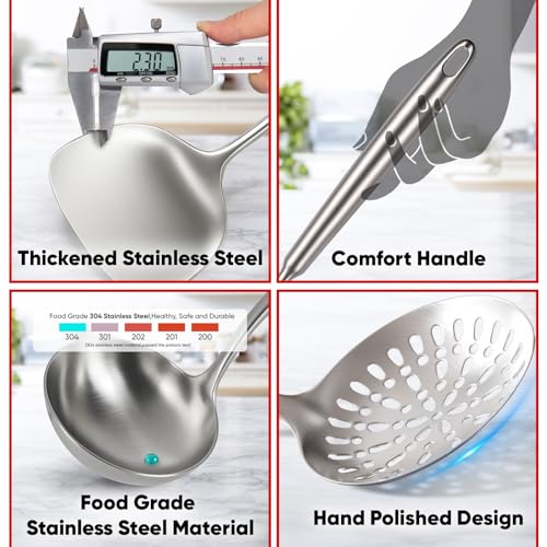 Newness 9 Pcs Stainless Steel Cooking Utensil Set - Long Handle Kitchen Tools