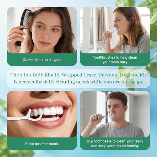 Travel Toothbrush Kit 30 Sets with Toothpaste Floss Comb & Cover - Bulk