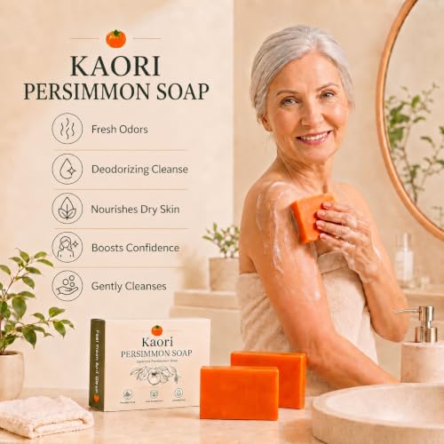 Kaori Persimmon Soap - Gentle Deep Cleansing Natural Deodorant Bar for Men & Women - Variation 2