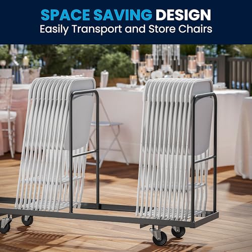 White Plastic Folding Chairs Set of 6 - Heavy Duty Stackable Event Seating
