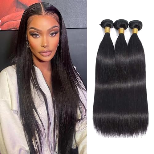 Brazilian Straight Human Hair Bundles 14x14x14 Inch - Unprocessed Virgin Hair