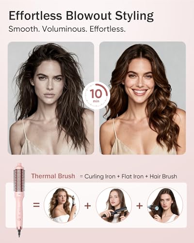 Pink Ionic Heated Curling Brush for Blowout Look - VIKICON PRO