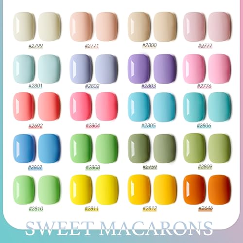 GAOY 23-Piece Gel Nail Polish Kit Pastel Macaron Colors with Top & Base Coats