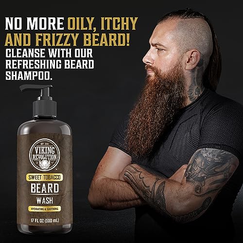 Viking Revolution Beard Wash & Conditioner Set - Sweet Tobacco 17 oz | Pack of 2