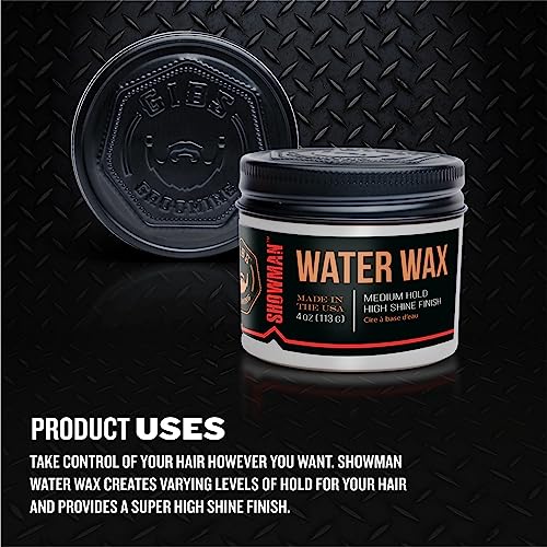 GIBS Water Wax, SHOWMAN-Medium Hold, Healthy High Shine, Water Based, made in USA, 4oz