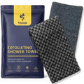 Black 2 Pack Exfoliating Washcloth Towels - Body Scrubber Set for Shower