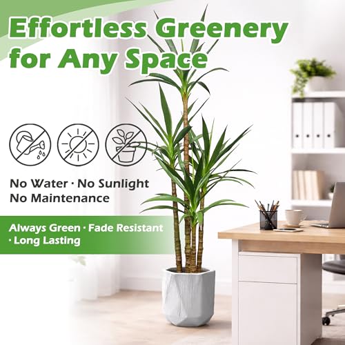 6Ft Faux Agave Tree with 4 Stems, Tall Artificial Plant in Plastic Pot for Home Office Decor