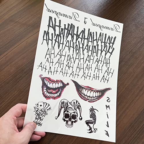 6 Sheets PADOUN Halloween Temporary Tattoo Stickers, Fake Tattoo Stickers for Men Women Full Body Bundle for Costume Cosplay Party Accessory, Large Size 8.2 x 11.6 inches