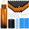 Amber Rose Quartz 10ml Essential Oil Roller Bottles, 60 Pack – Leakproof