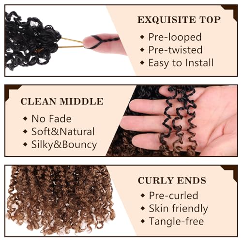 COOKOO 10 Inch Ombre Brown Yanky Twist Crochet Hair 1B/30# Pack of 8