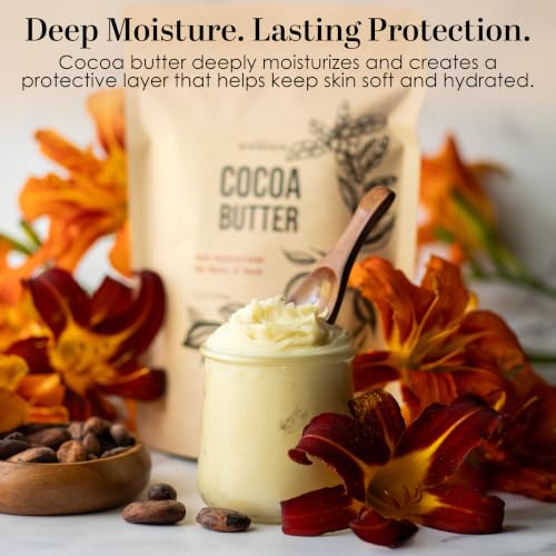Raw Cocoa Butter Block - 8 oz Unrefined Natural Skin Moisturizer - Pack of 1
