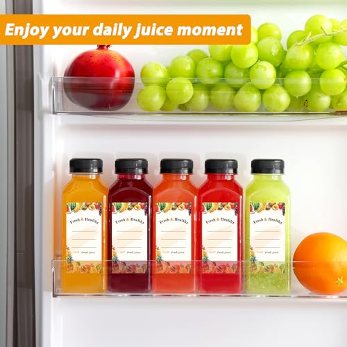 128pcs 12oz Plastic Juice Bottles with Leak-Proof Caps & Labels - Food Grade PET
