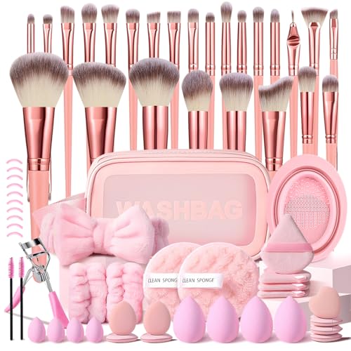 HGHDBT 65Pcs Pink Makeup Brushes Set Professional Makeup Kit Multi-functional Makeup Tool Set with Case Facial Makeup Accessories, Foundation Makeup Brush Kit Eye and Face Make up Brushes & Tools