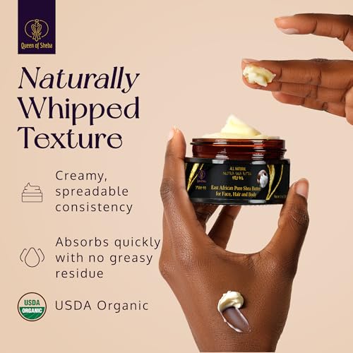 Queen of Shea East African Pure Shea Butter 8oz - Organic, Unrefined Face, Hair & Body Moisturizer
