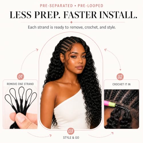 Jinhui Human Crochet Hair Feather Miracle Knots 18 Inch Black for Natural Styles