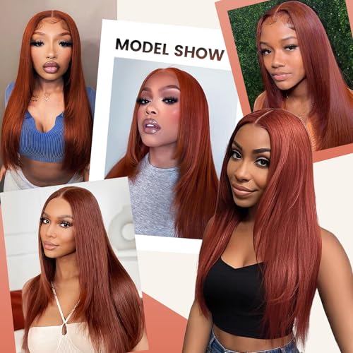 Suntefic 24 Inch Synthetic Lace Front Wig 13x6 HD Glueless Pre-Plucked Hairline for Black Women, Yaki Straight Layered Style