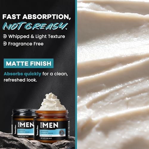 Wrinkle Defense Tallow Balm for Men ? Anti-Aging Whipped Beef Tallow with Jojoba Oil for Deep Hydration, Clean Scent Non-Greasy Skincare for Men
