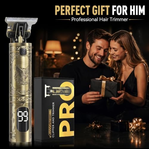 Men's Beard Trimmer with Metal Vintage Body, Precise T-Blade, Long Battery Life